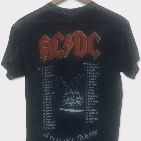 AC⚡️DC Fly On The Wall 1985 Tour Small Heathered Gray Short Sleeve Tee - Picture 5 of 7